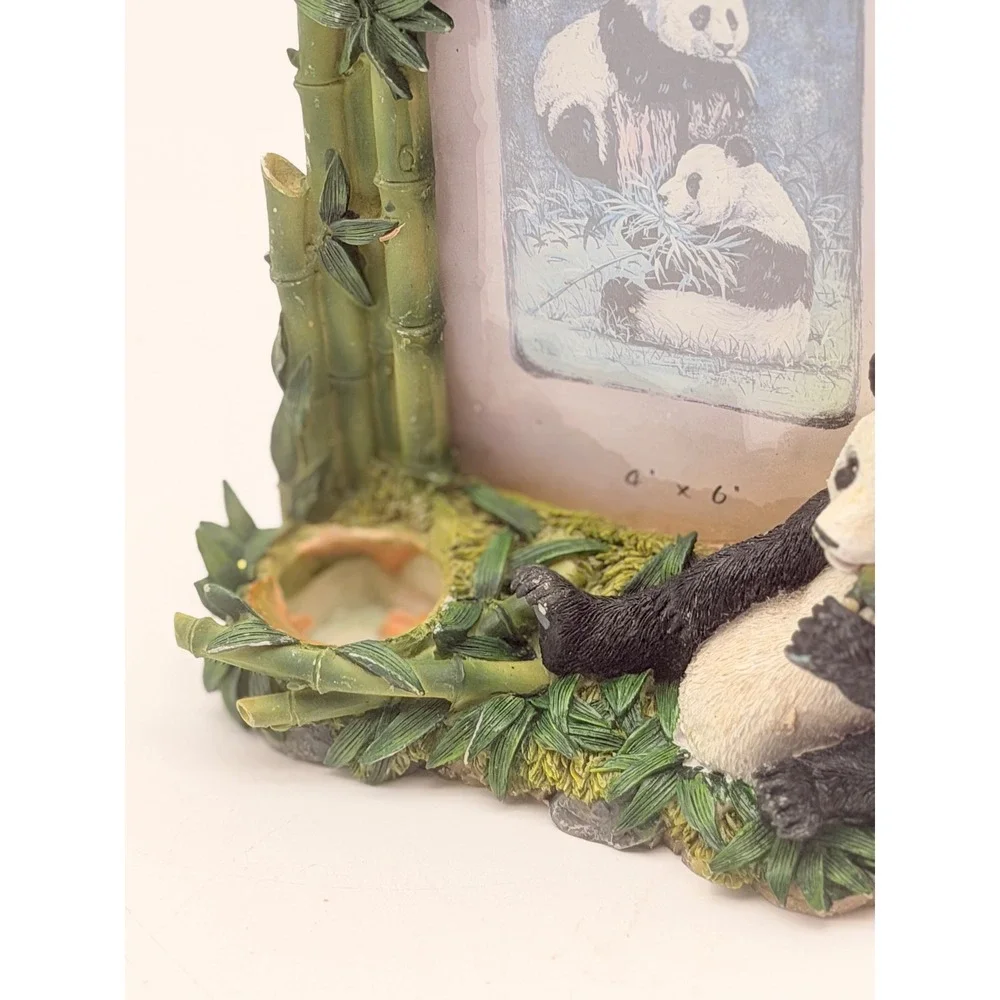 Vintage Panda Bamboo 4x6 Resin Picture Frame 3D Nature Wildlife Tabletop Decor